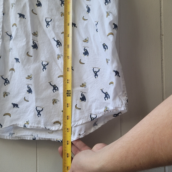 SOULSTAR Monkey and Banana Short Sleeve Button-up Shirt XL Slim Fit Cotton - Picture 9 of 9